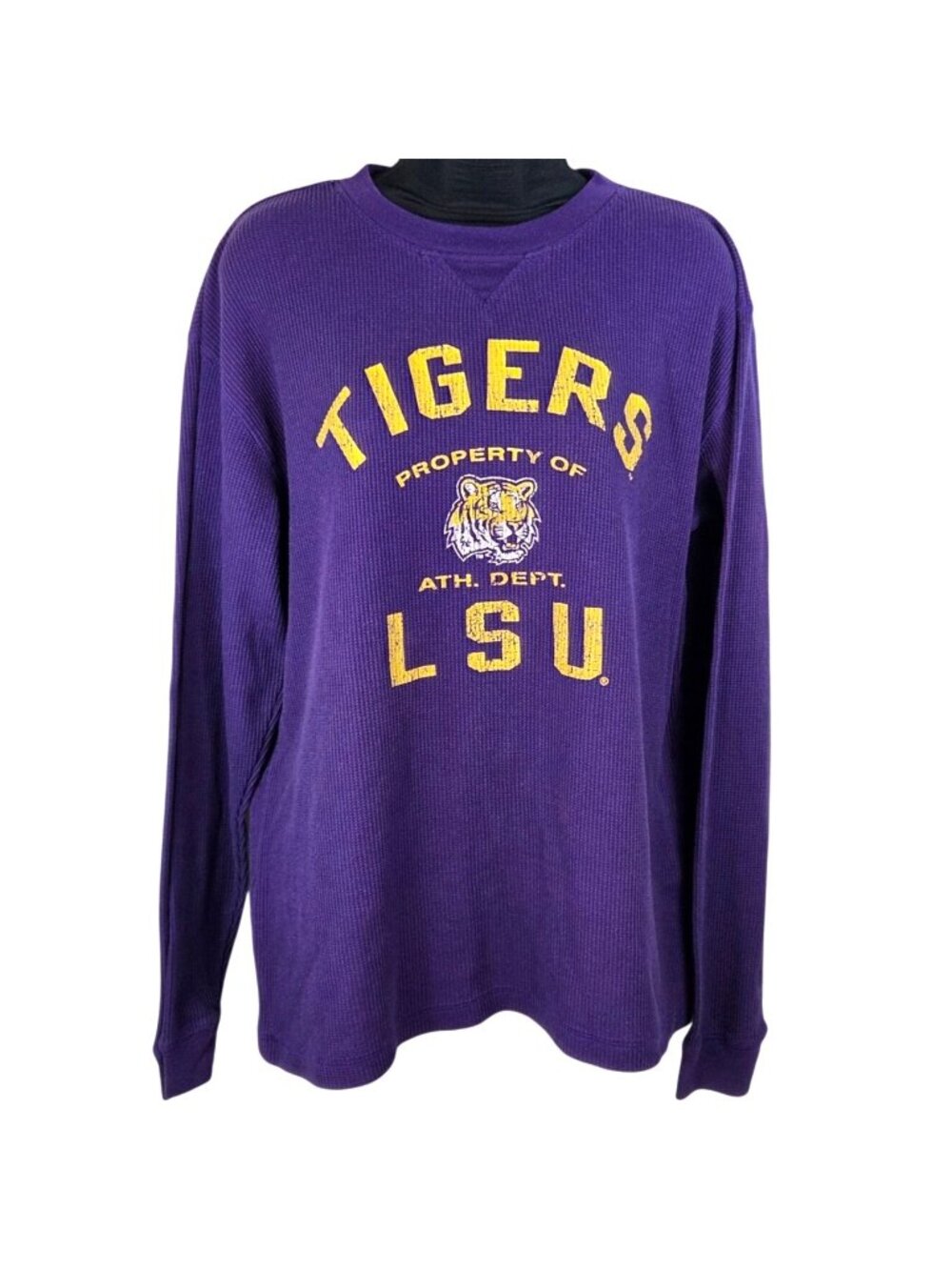 NCAA LSU Tigers Purple Long Sleeve Shirt Waffle Knit Size M
